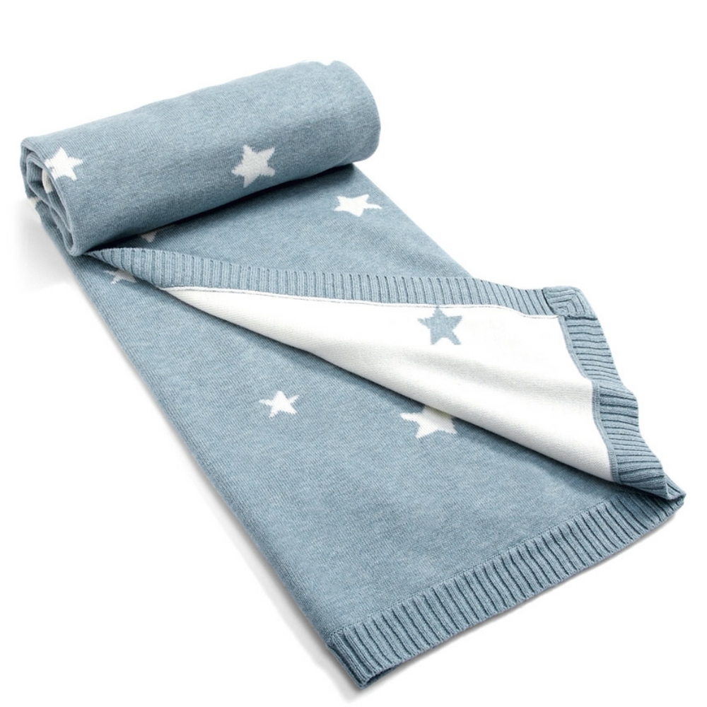 Mamas and Papas Teal Blue Baby Stars Blanket